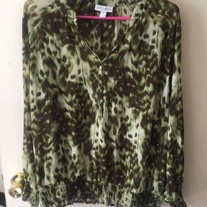 Green and Black Patterned Top